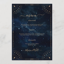 Menu Cardápio de casamento elegante noite estrelada Cas