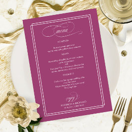 Menu Cardápio de Casamento Elegante Pink Cassis
