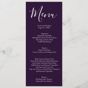 Menu Cardápio de casamento elegante roxo e branco