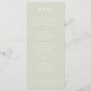 Menu Cardápio de Casamento Elegante Sage