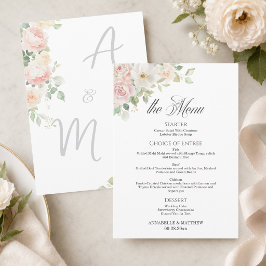 Menu Cardápio de Casamento Elegantes Rosas Blush Macias