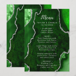 Menu Cardápio de Casamento em Ágata Verde e Prata