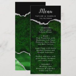 Menu Cardápio de Casamento em Ágata Verde e Prata