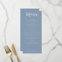 Menu Cardápio de Casamento em Azul Desbotado Jantar de 