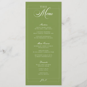 Menu Cardápio de Casamento em Caligrafia Verde Marfim C