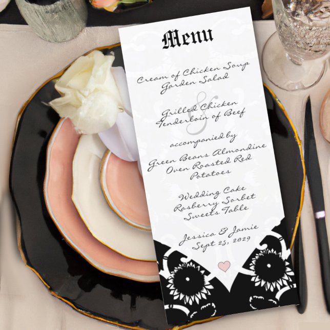 Menu Cardápio de Casamento em Damasco Preto (Criador carregado)
