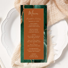 Menu Cardápio de Casamento em Dourado Verde Esmeralda e