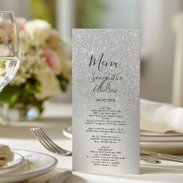 Menu Cardápio de casamento em folha metálica ombre glit
