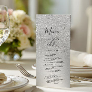 Menu Cardápio de casamento em folha metálica ombre glit