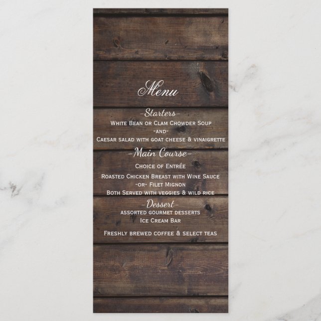 Menu Cardápio de Casamento em Madeira Rústica Estilo Co (Frente)