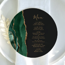 Cardápio de Casamento em Placa Redonda Dourada Ver