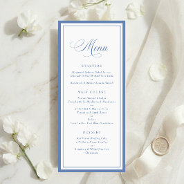Menu Cardápio de Casamento em Quadro Azul Empoeirado Cl