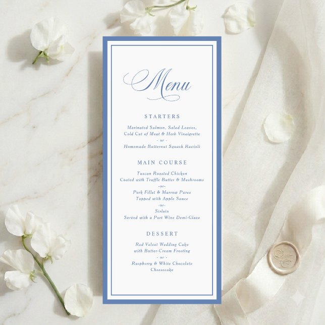 Menu Cardápio de Casamento em Quadro Azul Empoeirado Cl (Criador carregado)