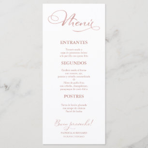 Menu Cardápio de Casamento em Rose Gold com Legenda em