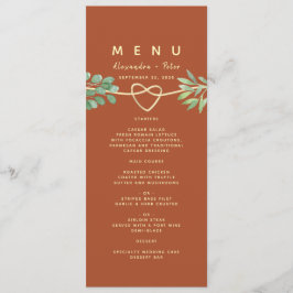 Menu Cardápio de Casamento em Terracota Laranja Queimad