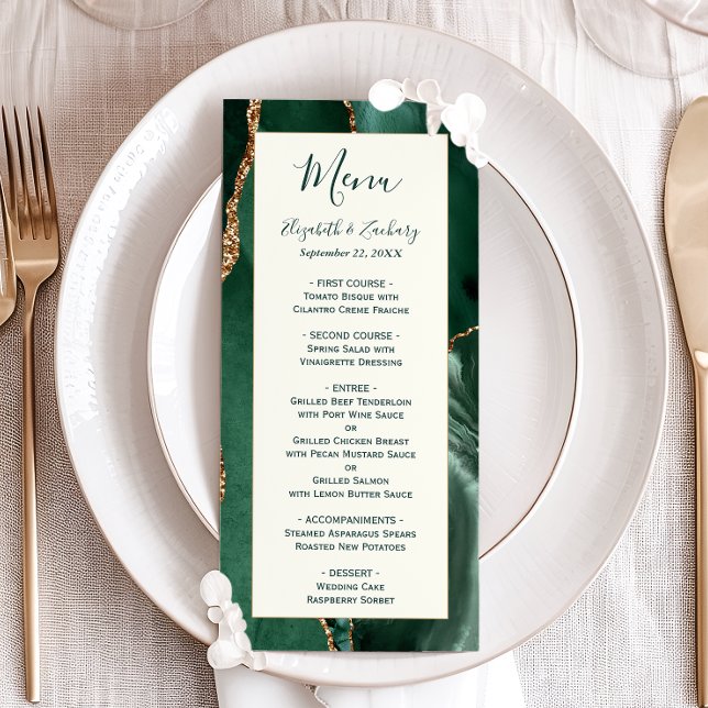 Menu Cardápio de Casamento em Verde Esmeralda Dourado M (Criador carregado)