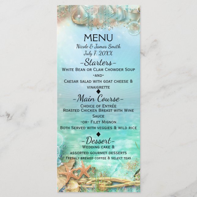 Menu Cardápio de Casamento Encantado e Elegante Sob o M (Frente)