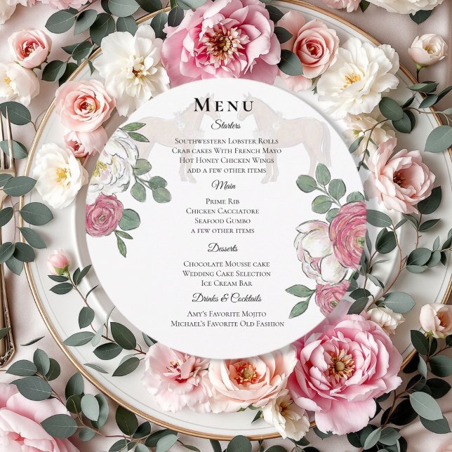 Menu Cardápio de Casamento Equestre Cavalo (A romantic and festive wedding suite inspired by a cozy French countryside.)