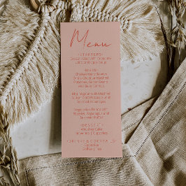 Menu Cardápio de Casamento Escrito à Mão em Laranja Ros