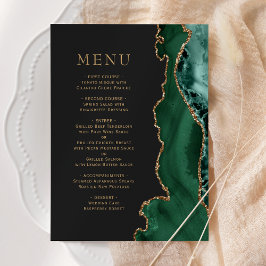 Menu Cardápio de Casamento Escuro Esmeralda Verde Ágata