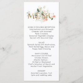 Menu Cardápio de Casamento Estilizado com Flores em Ros