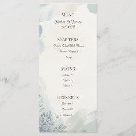 Menu Cardápio de Casamento Eucalipto Azul Cinza