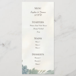 Menu Cardápio de Casamento Eucalipto Cinza Azul