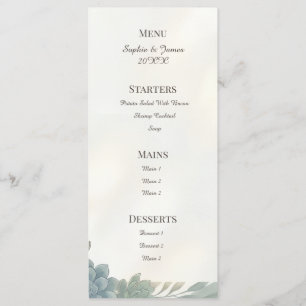 Menu Cardápio de Casamento Eucalipto Cinza Azul