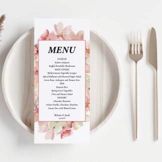 Menu Cardápio de casamento Floral 4x9