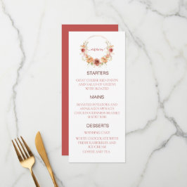 Menu cardápio de casamento floral abóbora outono