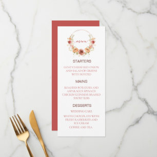 Menu cardápio de casamento floral abóbora outono