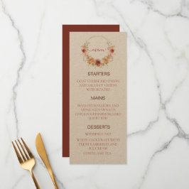 Menu Cardápio de casamento floral abóbora outono papel 
