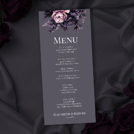 Menu Cardápio de Casamento Floral Ameixa Gótica