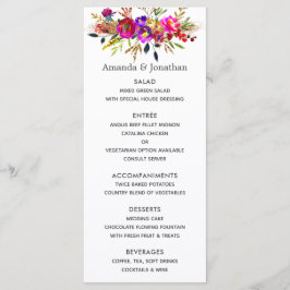 Menu Cardápio de Casamento Floral Aquarela