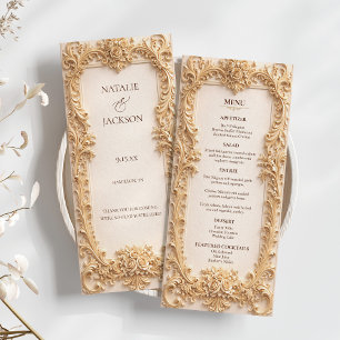 Menu Cardápio de Casamento Floral Barroco Elegante em D