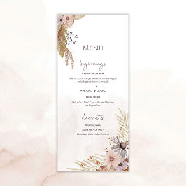Menu Cardápio de Casamento Floral Boho