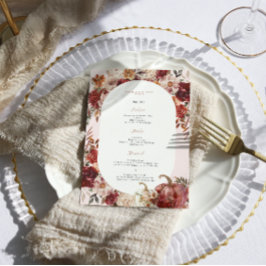 Menu Cardápio de Casamento Floral Boho Outono