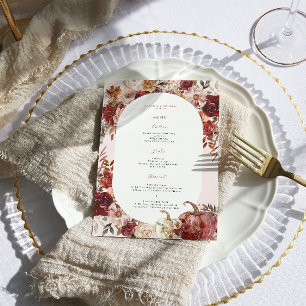 Menu Cardápio de Casamento Floral Boho Outono