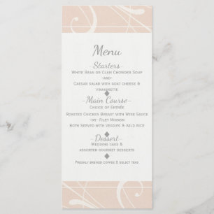 Menu Cardápio de Casamento Floral Branco e Pêssego com 