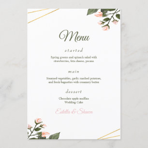 Menu Cardápio de Casamento Floral Cardápio de Casamento