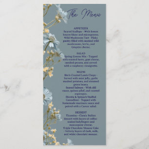 Menu Cardápio de Casamento Floral, Cardápio Minimalista