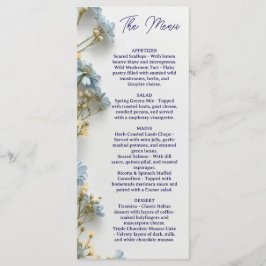 Menu Cardápio de casamento floral, cardápio minimalista