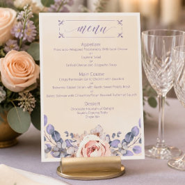 Menu Cardápio de Casamento Floral Cor de Pêssego
