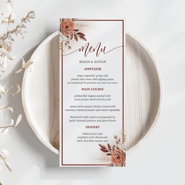 Menu Cardápio de Casamento Floral de Grama das Pampas e (Criador carregado)