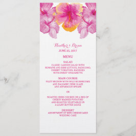 Menu Cardápio de casamento floral de hibisco escovado