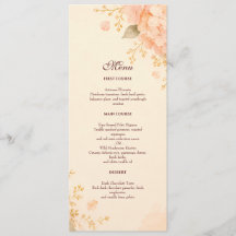 Cardápio de Casamento Floral de Hortênsia com Tons