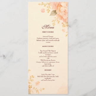 Menu Cardápio de Casamento Floral de Hortênsia com Tons
