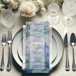 Menu Cardápio de Casamento Floral de Monet - Pintura de