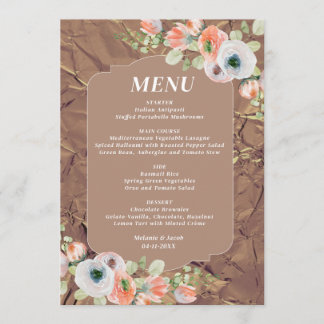 Menu Cardápio de Casamento Floral de Outono