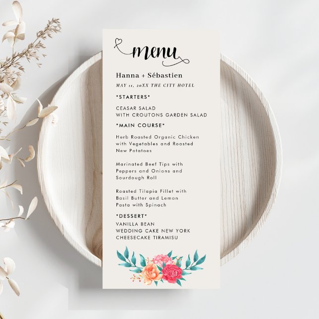 Menu Cardápio de Casamento Floral de Outono (Criador carregado)